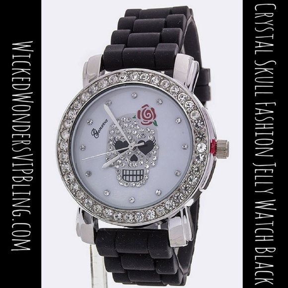 Watch - Crystal Skull Fashion Jelly Black - Picture 2 of 2